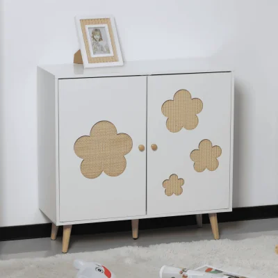 The Range Daisy Cut Out Design 2 Door Kids White Storage Cabinet with Shelf   - White
