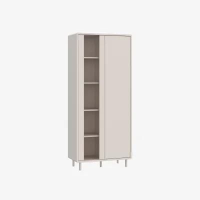 The Range Playly Tall Storage Cabinet with Door and Concealed Open Shelving in Sand - Sand