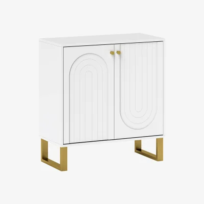 The Range Tarezi Nedi White 2-Door Sideboard Storage Cabinet with Gold-Tone Accents