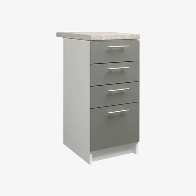 The Range JD Greta Kitchen Base Drawer Unit 400mm Cabinet With Fronts 40cm Sage Green Matt with Worktop - Grey