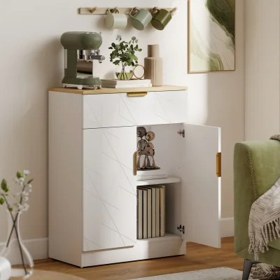 The Range HOMCOM Sideboard Storage Cabinet with Drawer - White