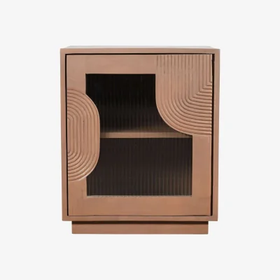 The Range New Mexico Mango Wood Cabinet with Reeded Glass Door - Brown