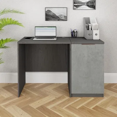 The Range Lardale Small Desk with 1 Door Cabinet - Grey