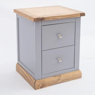 The Range Biccari 2 Drawer Bedside Cabinet - Grey / Chrome Knob