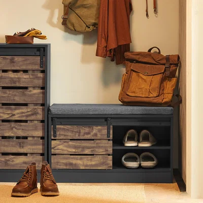 The Range Hallway Shoe Bench Shoe Cabinet - BLACK