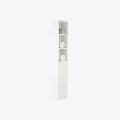 The Range High Gloss Bathroom Tallboy Storage Cabinet in White - White