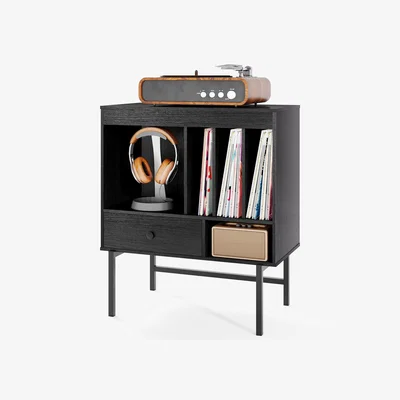 The Range Modern Vinyl Storage Cabinet - Black
