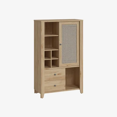 The Range Cestino 1 Dr 2 Drw Cabinet Oak Rattan