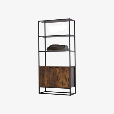 The Range Industrial Storage Cabinet With 3 Open Shelves - Rustic Brown
