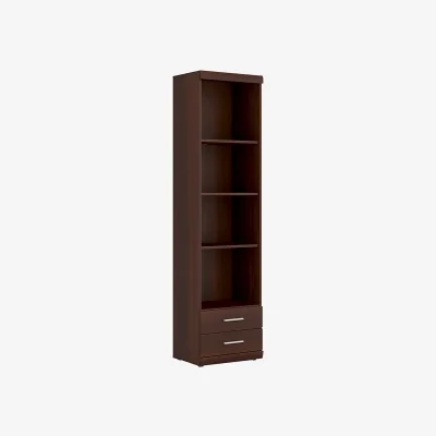 The Range Imperial Tall 2 Drawer Narrow Cabinet with Open Shelving in Dark Mahogany Melamine - Dark Mahogany