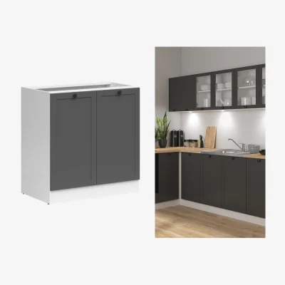 The Range 800mm Kitchen Base Unit with Doors Shaker Dark Grey Cabinet Modern Cupboard - Junona - Graphite Shaker Dark Grey / White Matt