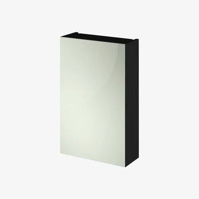 The Range Balterley 450 Single Mirror Cabinet ( Deep) - 180mm - Charcoal Black - Black Woodgrain