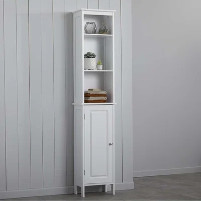 The Range Panelled Bathroom Tallboy Storage Cabinet in Grey - Grey