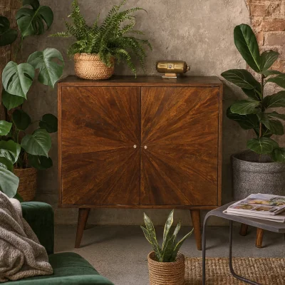 The Range Cagliari Chestnut Mango Wood 2 Drawer Cabinet - Brown