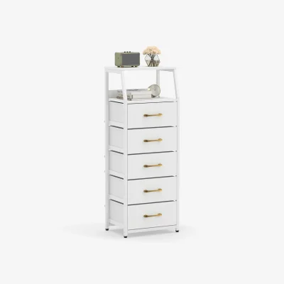 The Range 5 Drawer Vertical Storage Cabinet with Adjustable Feet - White