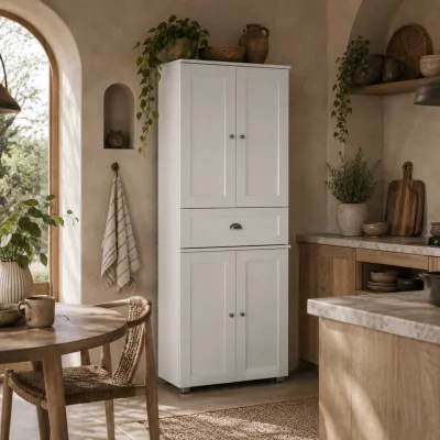 The Range Soco White Tall Freestanding Kitchen Pantry Cabinet 184 cm