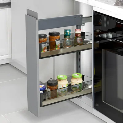 The Range 2-Tier Kitchen Pull Out Glass Shelf for Cabinet - Black / 7.28kg