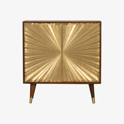 The Range Manila Gold Cabinet Mango Wood With 2 Door  - Yellow
