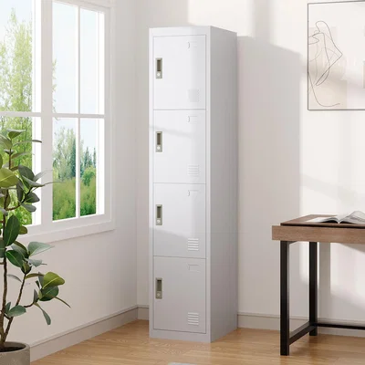 The Range 4-Tier Metal File Cabinet with Lock - White