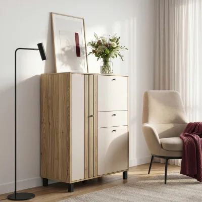 The Range Grafton 3 Door 1 Drawer Cabinet In Cream and Oak - Cream & Oak
