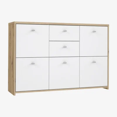 The Range Best Chest Storage Cabinet with 2 Drawers and 5 Doors in Artisan Oak/White - Artisan Oak & White
