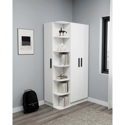 The Range Linda Compact Wardrobe with Cabinets and Shelves - White