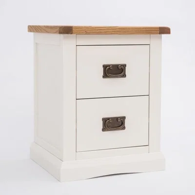 The Range Cosenza 2 Drawer Bedside Cabinet - White / Brass Drop