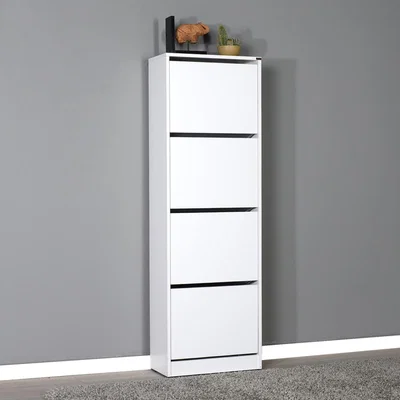 The Range Four Tier Shoe Storage Cabinet Matt White Finish - White