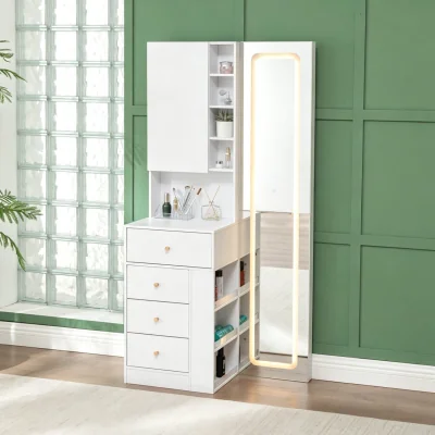 The Range WestWood Dressing Table Vanity LED Full Length Mirror Storage Cabinet w/ Drawers - White