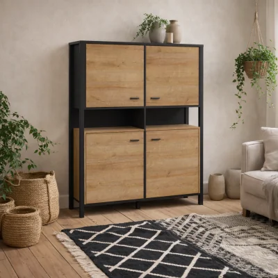 The Range Egtved 4 Drawer Storage Cabinet in Riviera Effect and - Black