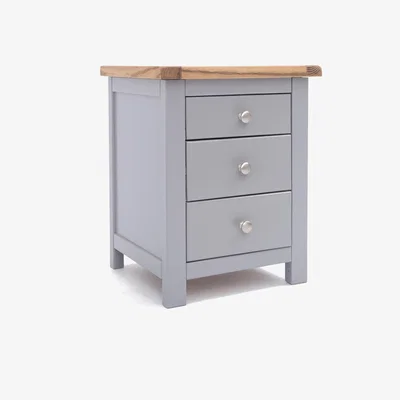 The Range Mirano 3 Drawer Bedside Cabinet - Grey / Chrome