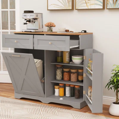 The Range Tilt Out Trash Can Cabinet - Grey