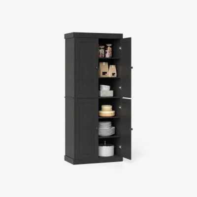 The Range 4-Door Modern Freestanding Storage Cabinet - Black