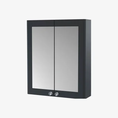 The Range Clasic Wall Hung 2 Soft Close Door Mirror Cabinet Soft Black 600mm - Satin Soft Black