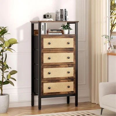 The Range Rustic Rattan Storage Cabinet with Shelf - Natural / 126.2cm