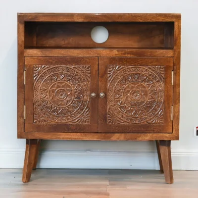 The Range Solid Wood Tova Open Shelf Cabinet - Brown