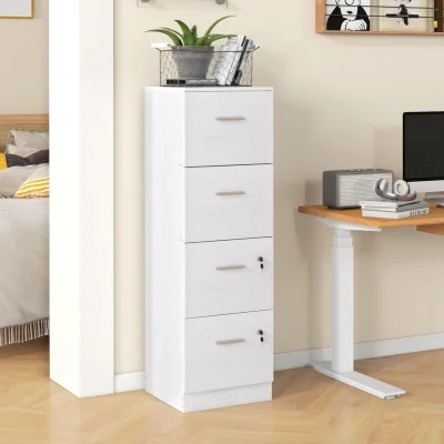 The Range HOMCOM Vertical File Cabinet with 4 Drawers Lockable - White