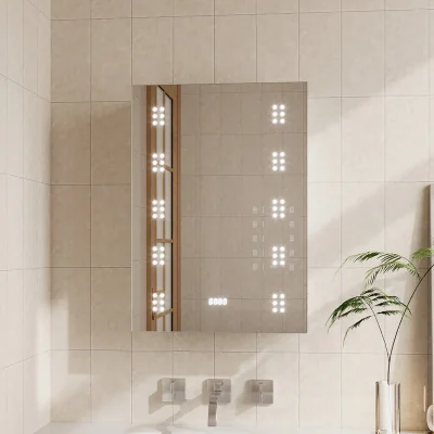 The Range Wall Mount LED Mirror Cabinet with Demister Pad - Chrome