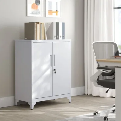 The Range Steel Storage Cabinet with Lock Deep Shelves, Grey - Light Grey