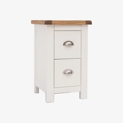 The Range Lovere 2 Drawer Petite Bedside Cabinet - Chrome Handle - Off White / Satin Chrome