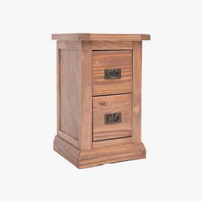 The Range Tirolo 2 Drawer Petite Bedside Cabinet - Brown / Brass Drop