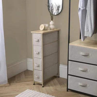 The Range Brooklyn Narrow Drawer Fabric Cabinet - Beige