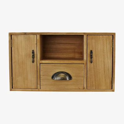 The Range Small Wooden Cabinet with Cupboards, Drawer and Shelf - Brown