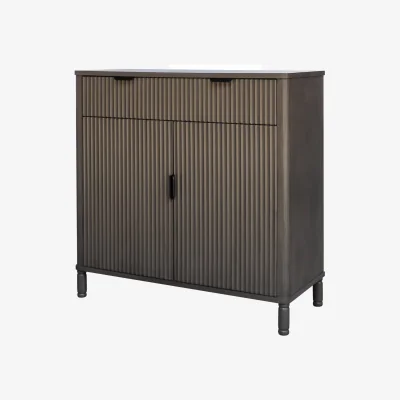 The Range Kyriaki Slatted Wooden Cabinet 1 Drawer 2 Doors - Brown