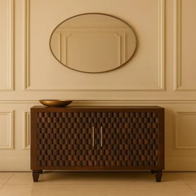 The Range Solid Wood Cadiz Carved Panel Cabinet - Brown