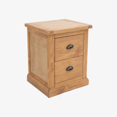 The Range Lucca 2 Drawer Bedside Cabinet - Brown / Brass Cup