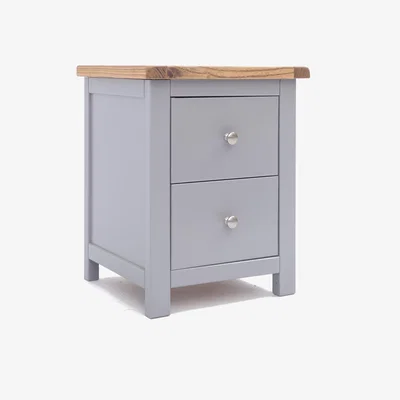 The Range Mirano 2 Drawer Bedside Cabinet - Chrome Knob - Grey / Chrome