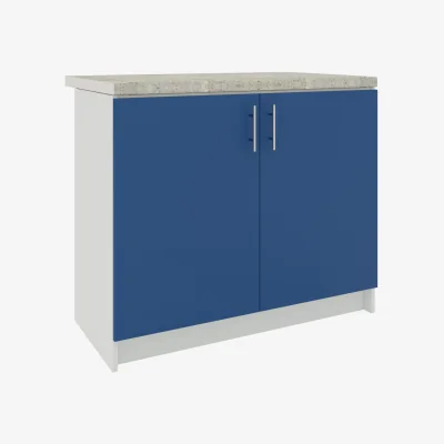 The Range JD Greta Kitchen Sink Unit Fixed Height 1000mm Cabinet ¿ White Matt With Worktop - Navy Matt