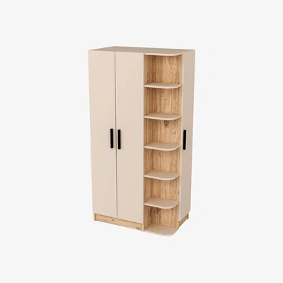 The Range Compact Wardrobe with Cabinets and Shelves Lelia  - Atlantic Pine & Beige