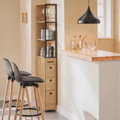The Range Slim Tall Corner Cabinet - Wooden Natural
